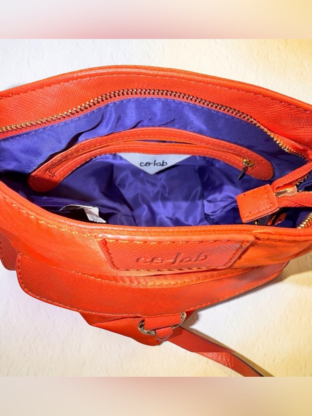 Co-Lab by Christopher Kon Nylon Crossbody Bag Orange Lightweight Travel Purse - Picture 8 of 12
